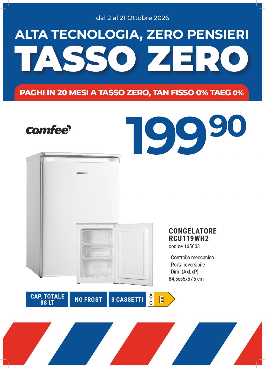 COMFEE CONGELATORE RCU119WH2 STATICO